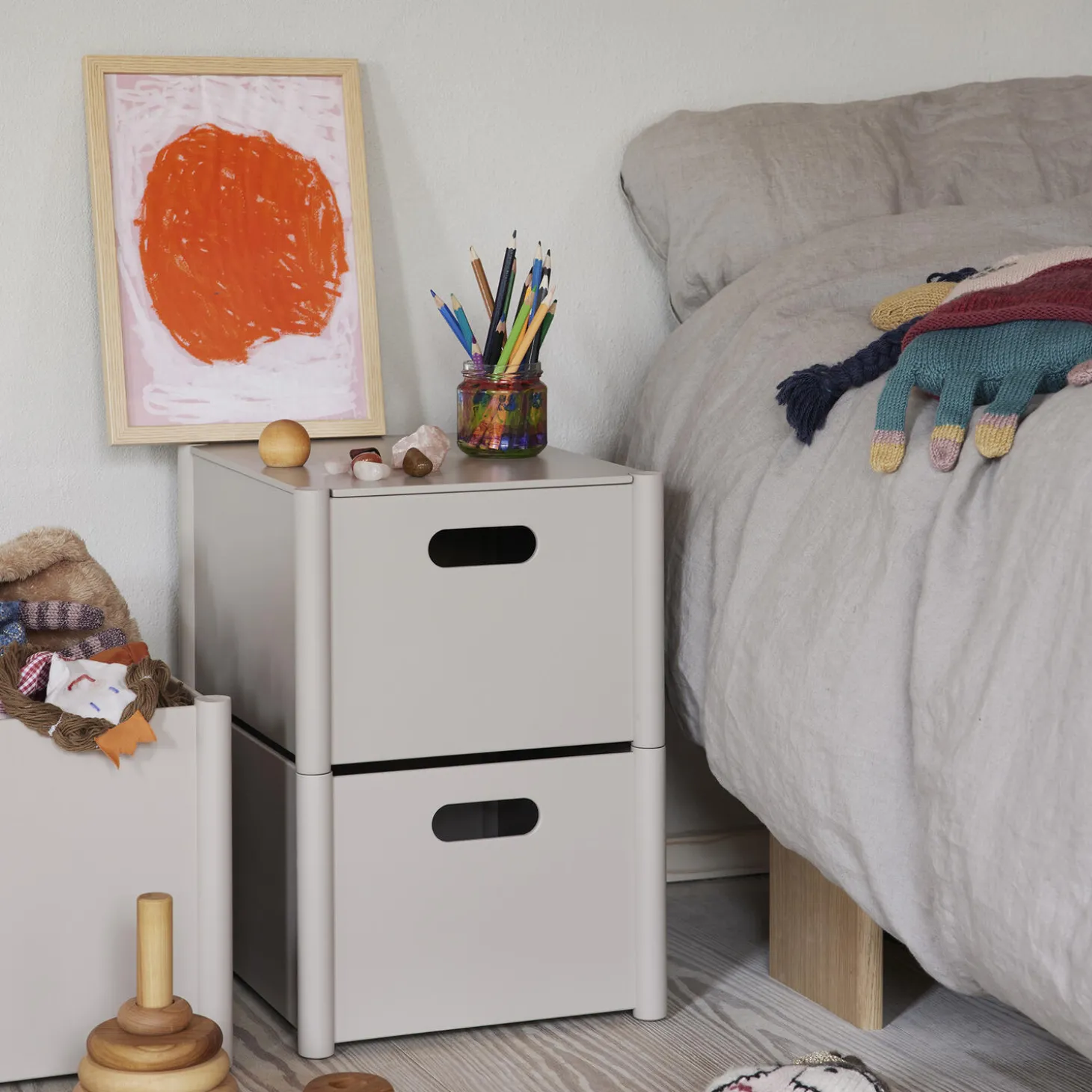 Pillar Storage Box Lid, warm grey