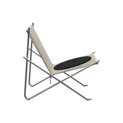 PK4™ stol med hynde, matpoleret rustfrit stål/natur/sort kanvas