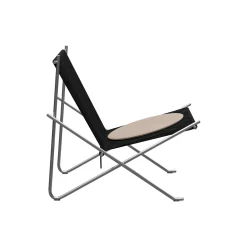 PK4™ stol med hynde, matpoleret rustfrit stål/sort/natur kanvas