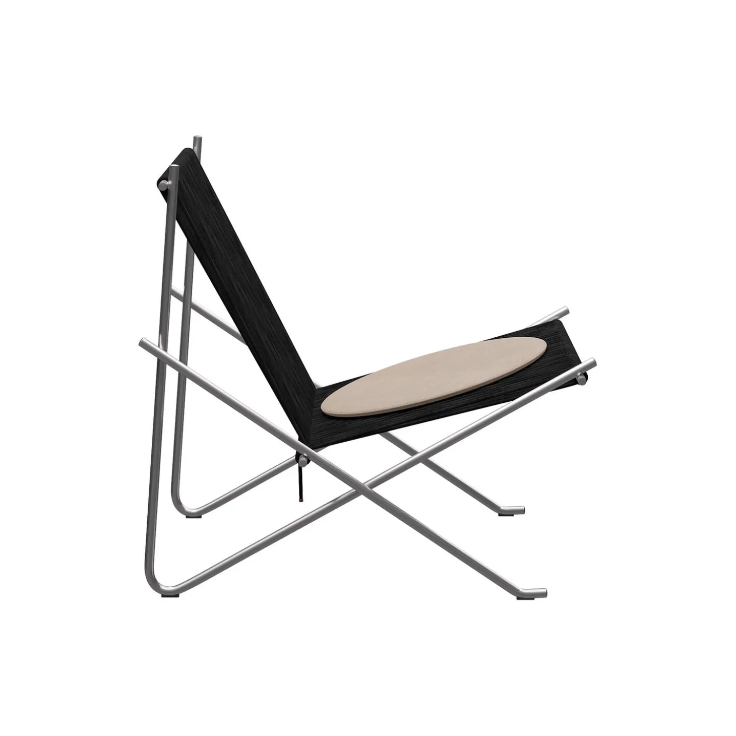 PK4™ stol med hynde, matpoleret rustfrit stål/sort/natur kanvas