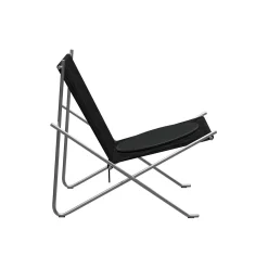 PK4™ stol med hynde, matpoleret rustfrit stål/sort/Grace læder