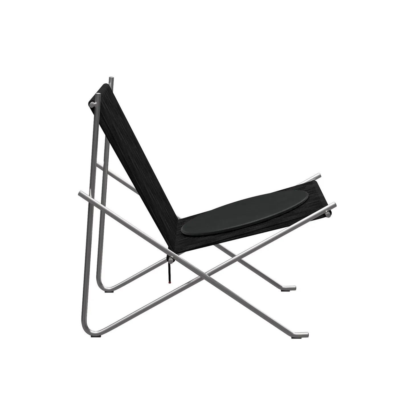 PK4™ stol med hynde, matpoleret rustfrit stål/sort/Grace læder