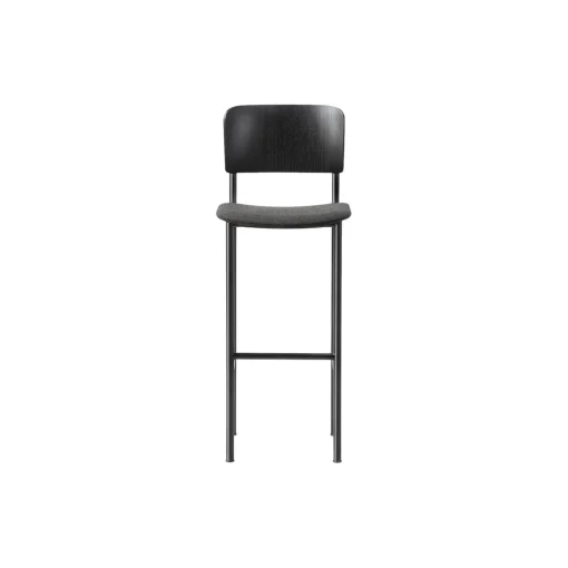 Plan Barstool Seat Upholstered, black lacquered ash/Re-wool 198