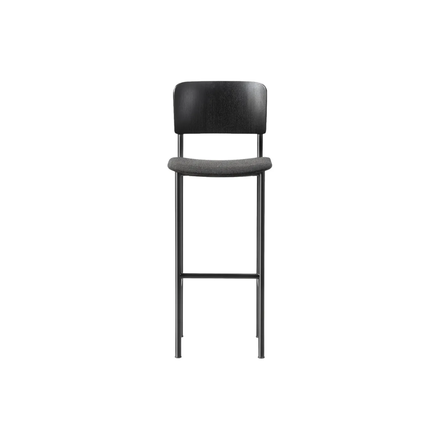 Plan Barstool Seat Upholstered, black lacquered ash/Re-wool 198