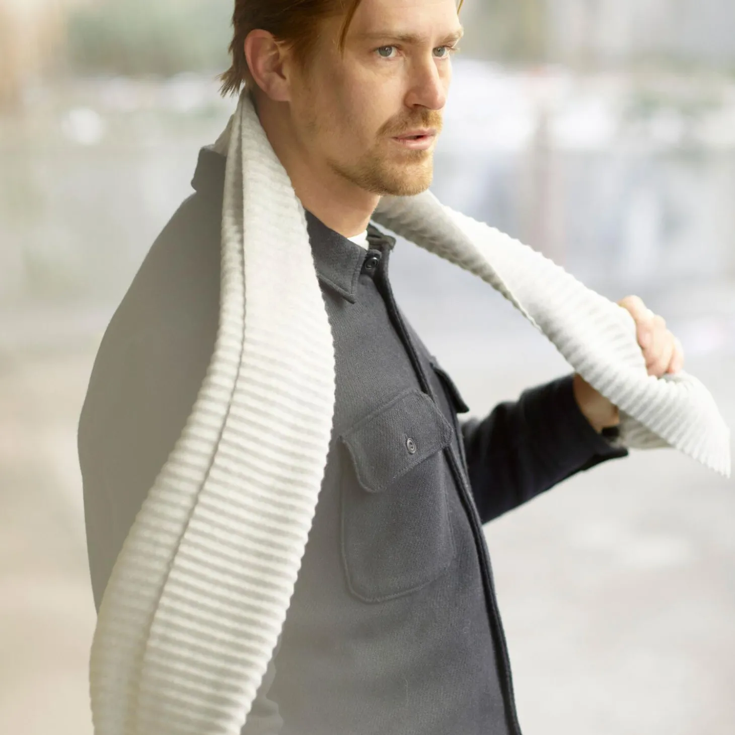 Pleece Long Scarf, light grey