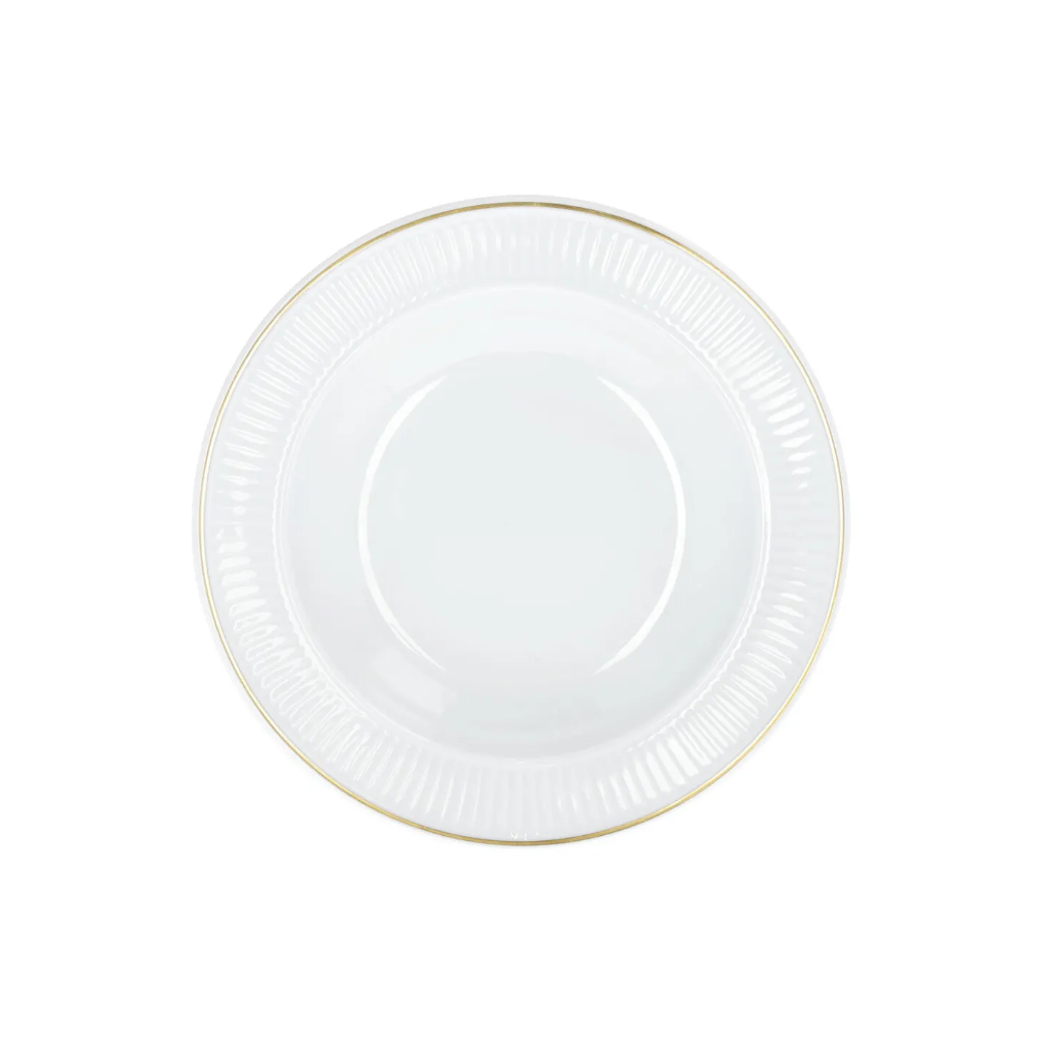 Plissé dyb tallerken Ø 22 cm, hvid/guld
