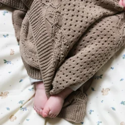 Pointelle baby striktæppe, hazel