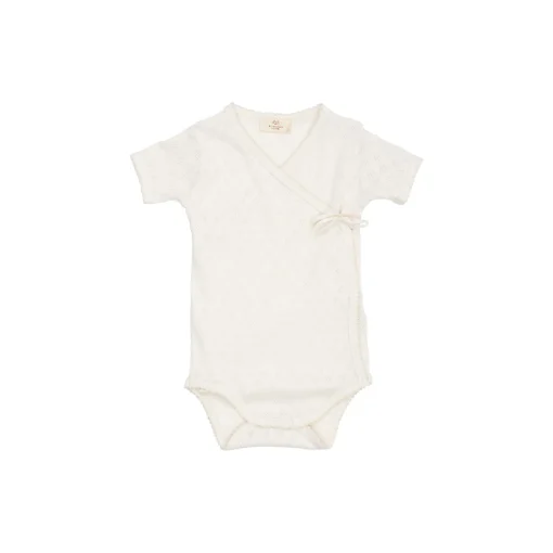 Pointelle Heart Crossover Body SS, cream