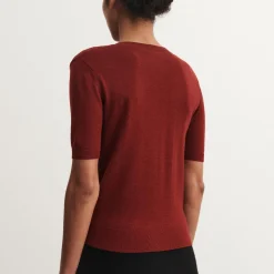Pointelle Tee, cranberry