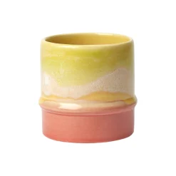 Poppery krus, yellow/apple green/pink