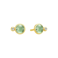Prime Earstuds, gold/green amethyst