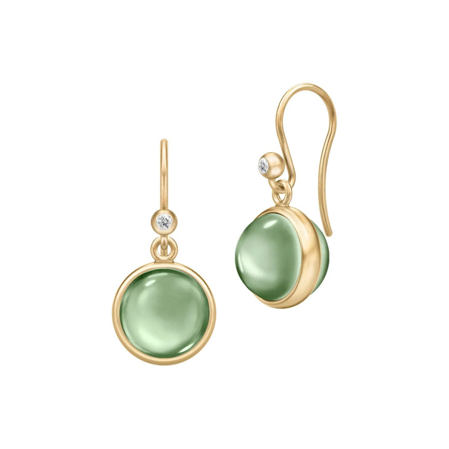 Prime Øreringe, gold/green amethyst