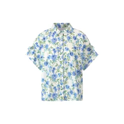 Printed Cotton Blouse With Details, palace blue