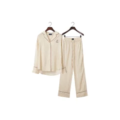 Printed Lyocell Pajama Set, lt beige/off white