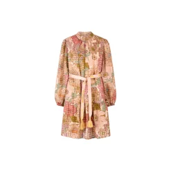 Printed Midi Dress With Belt, spring blush