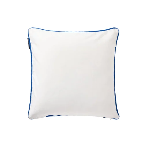 Pudebetræk i økologisk bomuldstwill med flag, white/sea blue