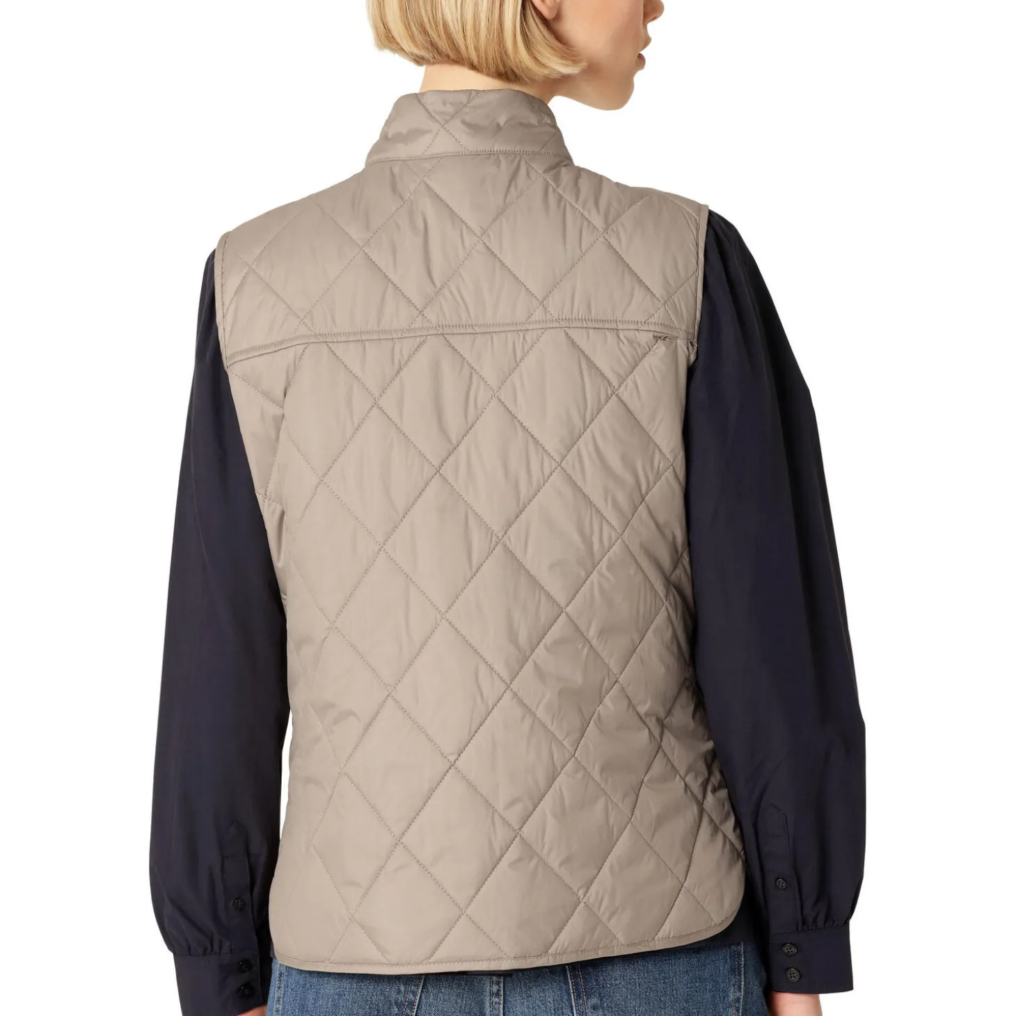 Quilted Short Vest, greige