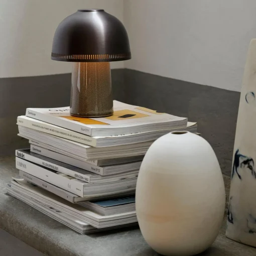 Raku SH8 transportabel bordlampe, beige grey/bronzed