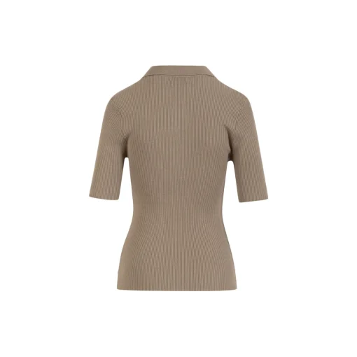 Rib knit polo, taupe sand