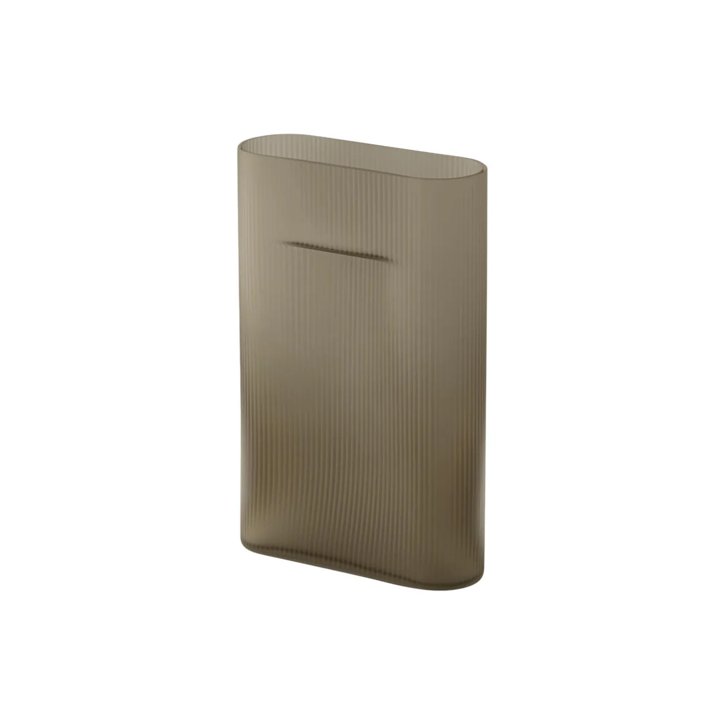Ridge Vase, taupe/frosted glass