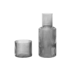 Ripple Carafe Set Small, smoked grey