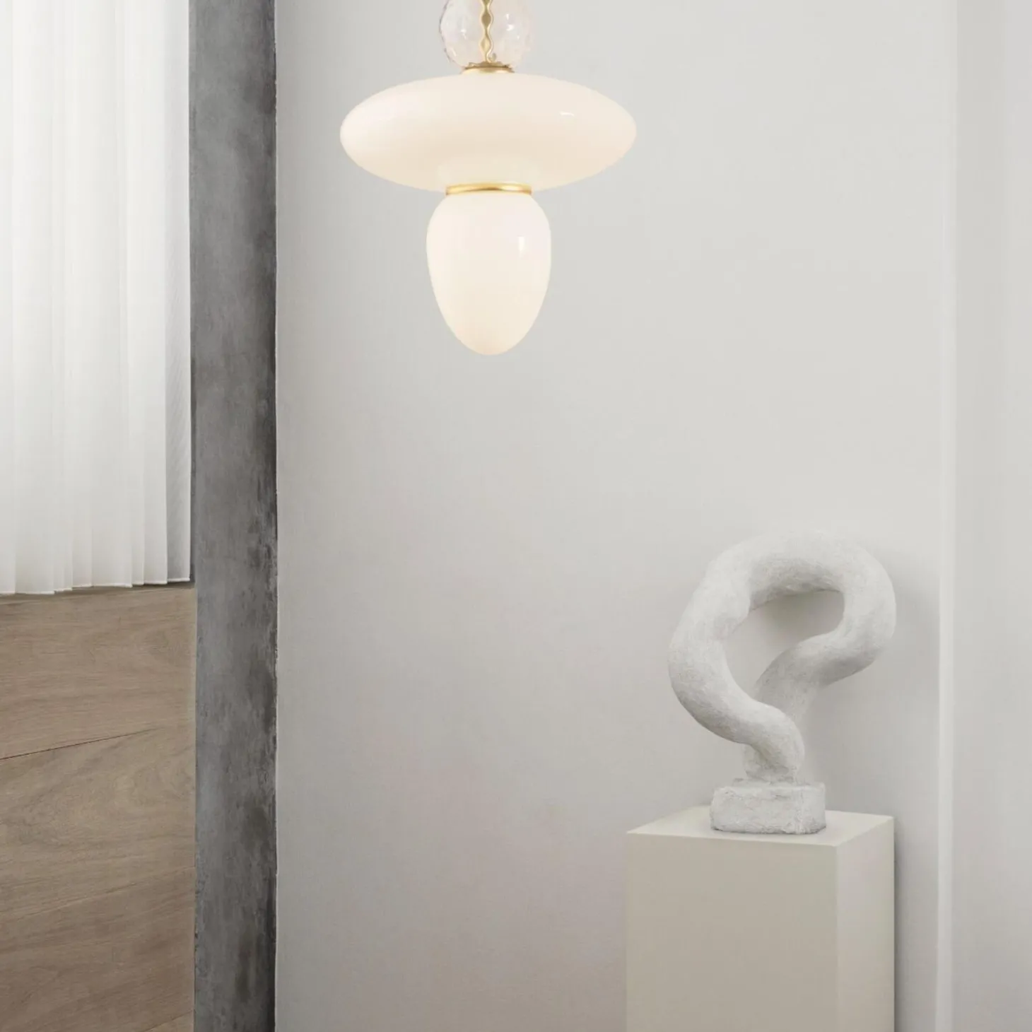 Rizzatto 43 Pendant, satin brass/opal
