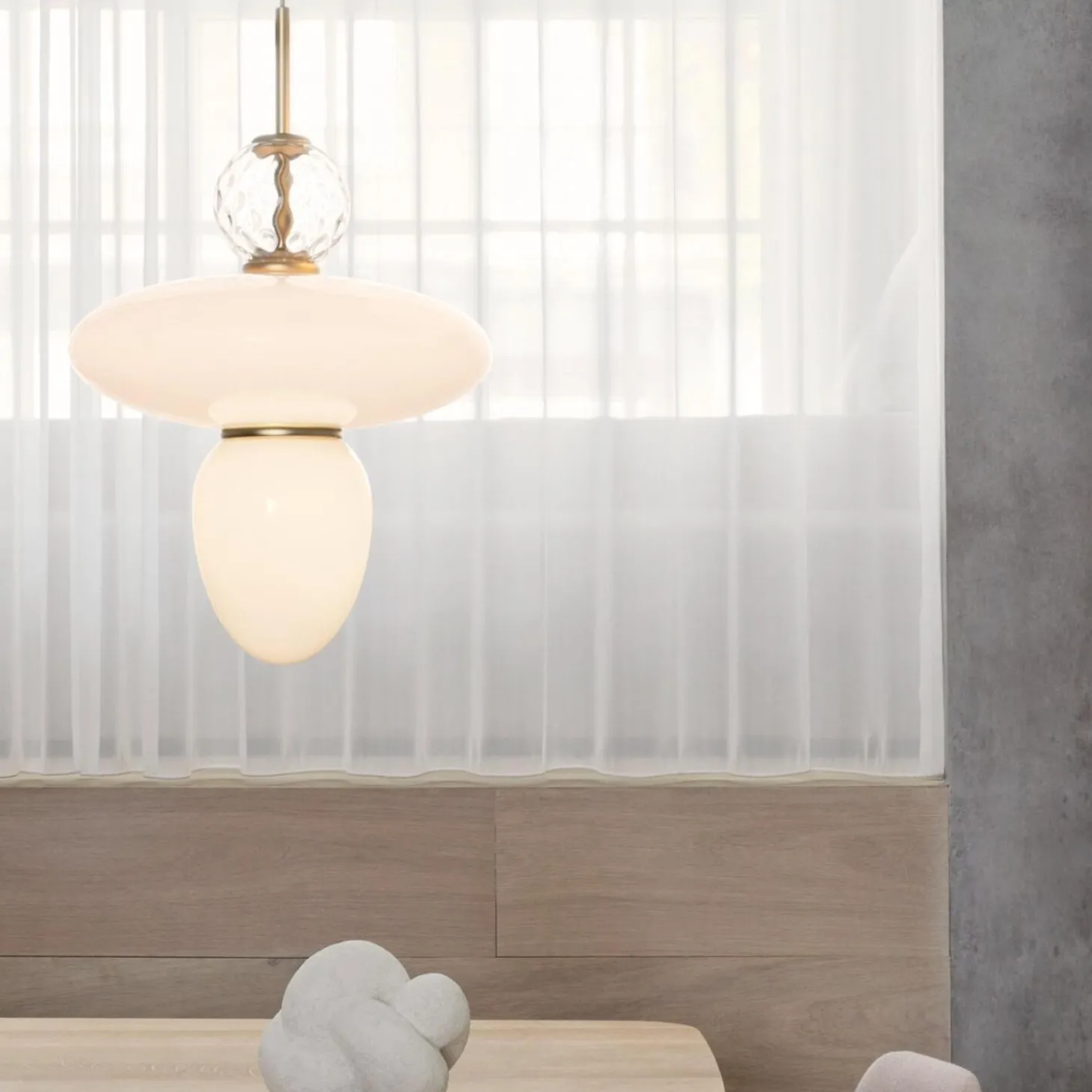 Rizzatto 43 Pendant, satin brass/opal