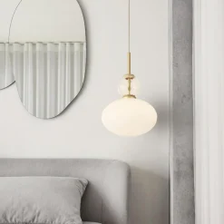 Rizzatto 32 pendant, satin brass/opal