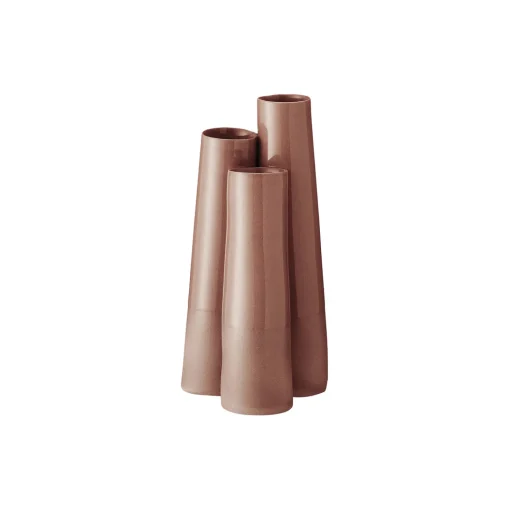 Rørvase 3 rør, terracotta