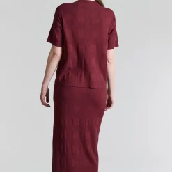 Saku kortærmet bluse, maroon