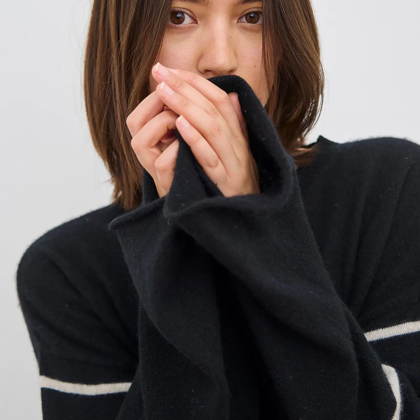 Sea Stripe Sweater, black/wheat