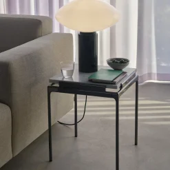 Sett LN11 Coffee Table, bianco carrara marble/dark chrome