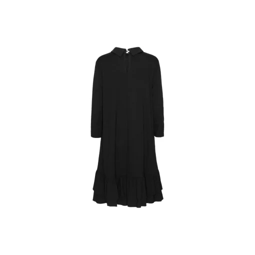 Short Dress With Flounce, black