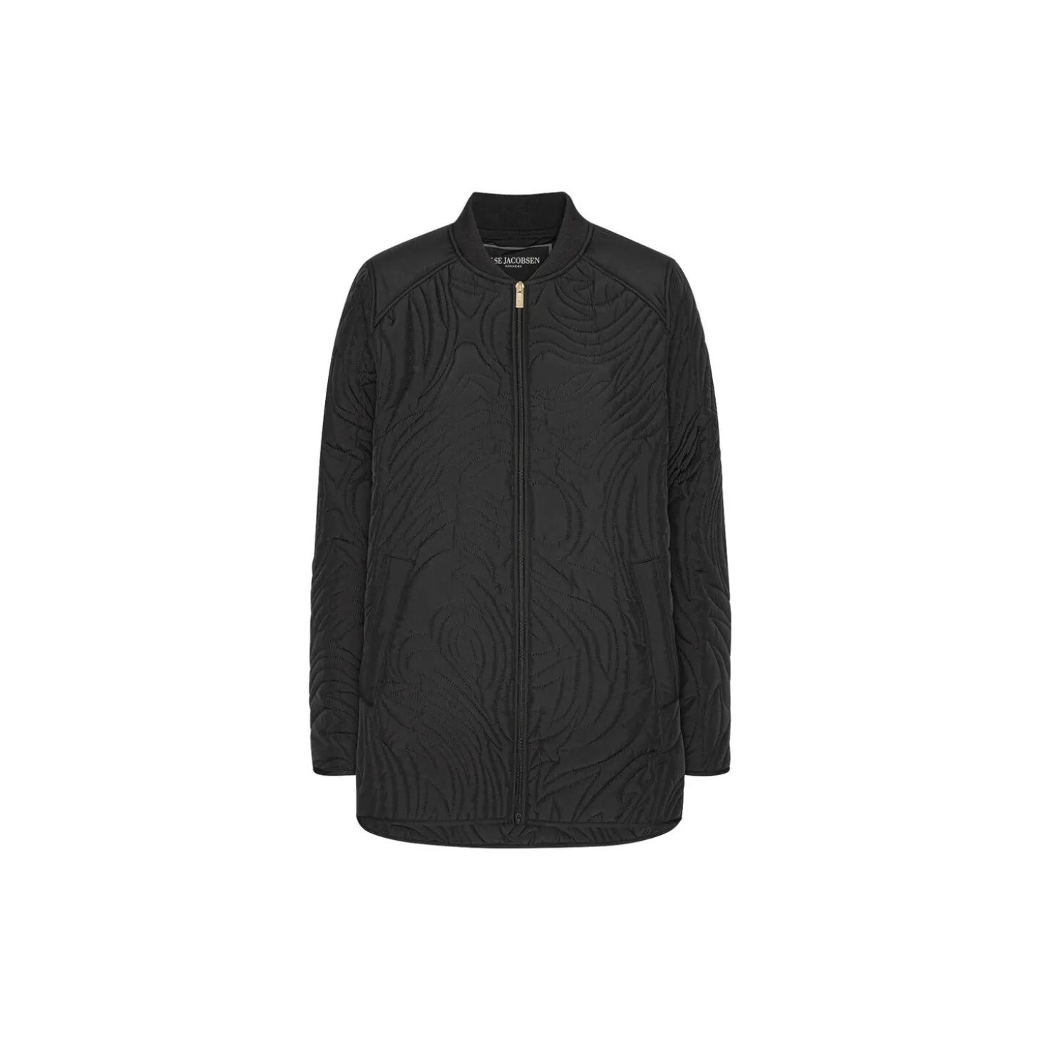 Short Quilt Jacket With Rib, black