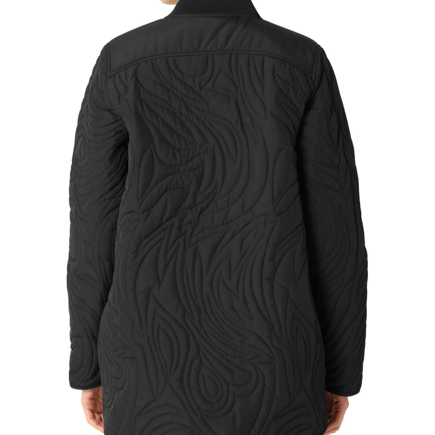 Short Quilt Jacket With Rib, black
