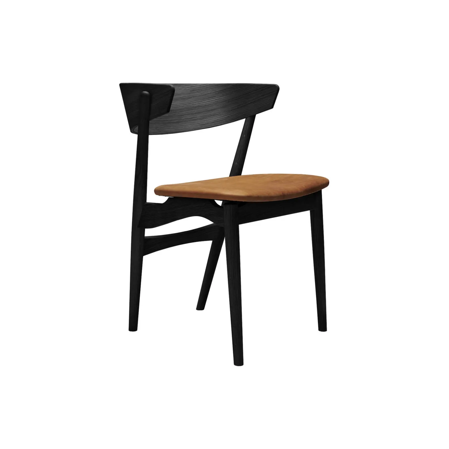 Sibast No 7 spisestol, sortlakeret eg/cognac