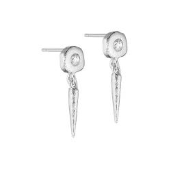 Sigrid post ørering m. vedhæng, sølvbelagt