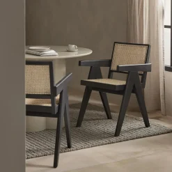 Sissi armlænestol, sort/lys beige