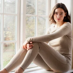 Slim Tee Stripe, almond/offwhite