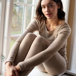 Slim Tee Stripe, almond/offwhite