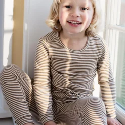 Slim Tee Stripe, almond/offwhite