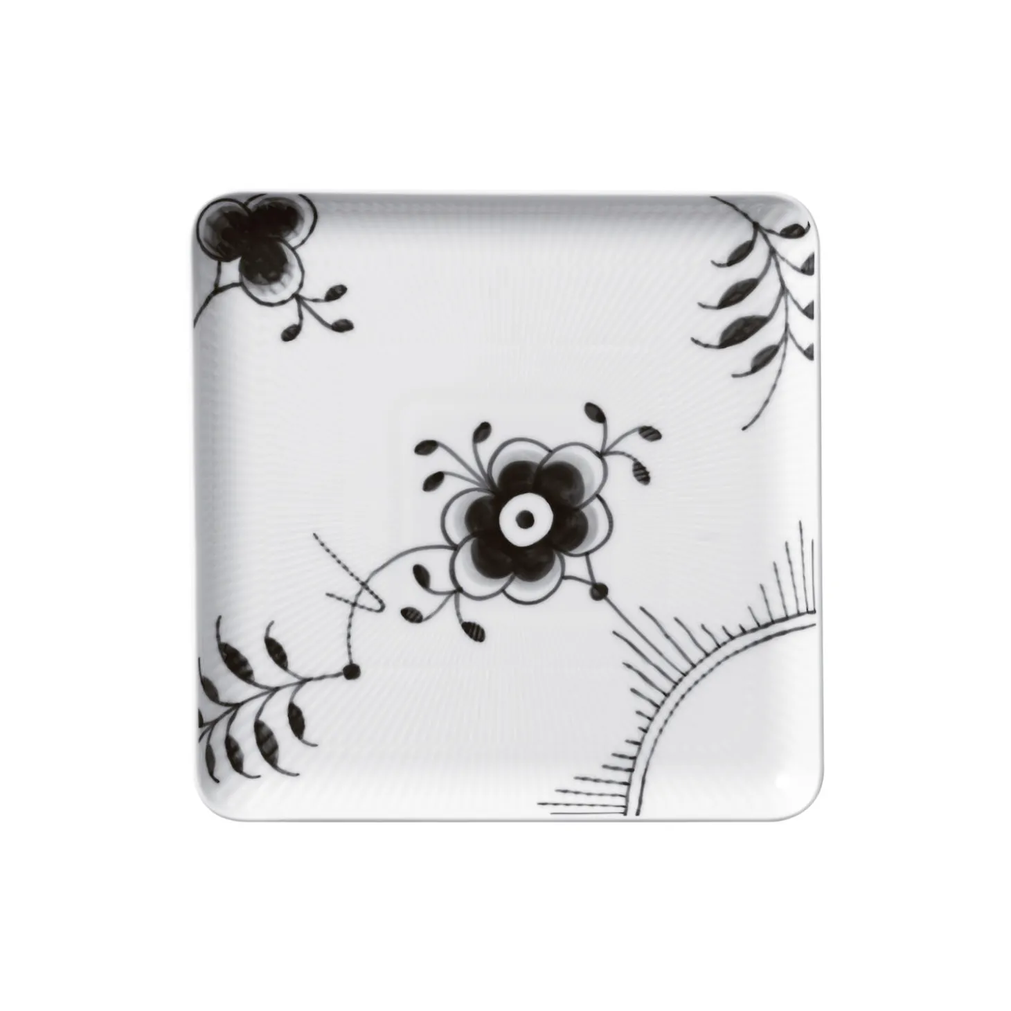 Sort Mega Riflet firkantet tallerken 20 cm