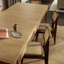 S-Table Dining Table Rectangular Extendable, matt lacquered oak