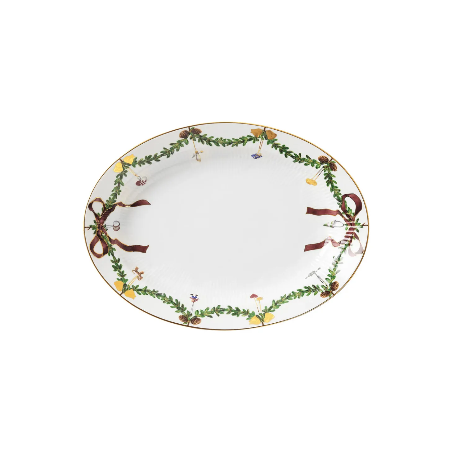 Stjerne Riflet Jul fad ovalt 34 cm