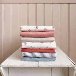 Stofble 3-pak, classic stripes blue/praline/creme white