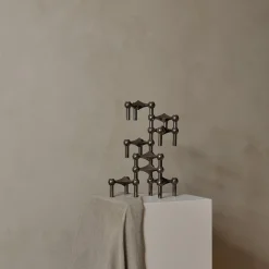 STOFF Nagel lysestage, sort krom