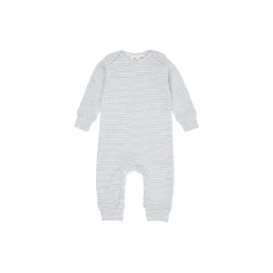 Striped Long Sleeved Romper with Lapneck, lt. blue stripe