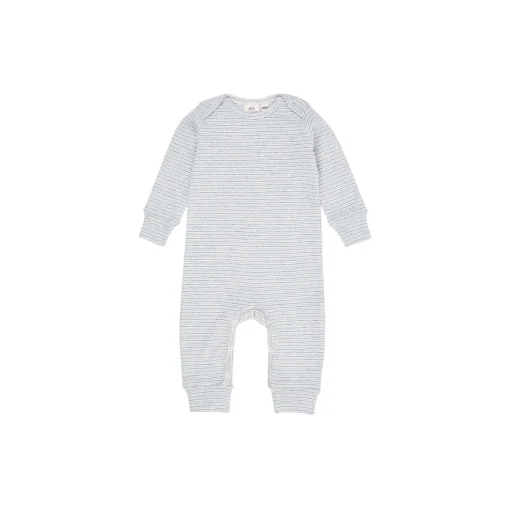 Striped Long Sleeved Romper with Lapneck, lt. blue stripe