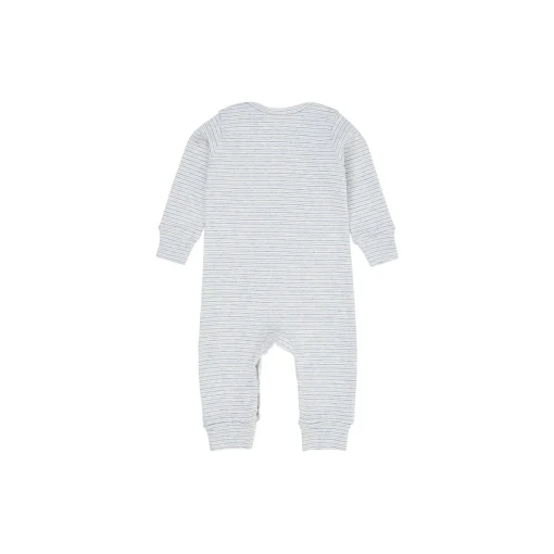 Striped Long Sleeved Romper with Lapneck, lt. blue stripe
