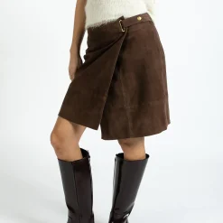 Suede skirt, warm brown